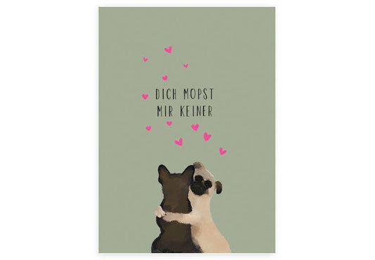 Postkarte Mops